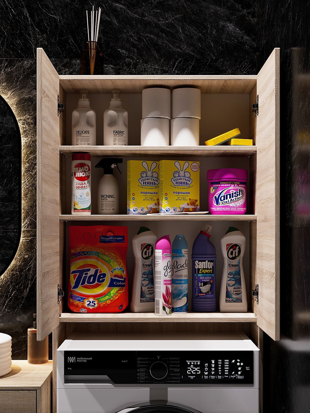 Шкаф-пенал в ванную над стиральной машиной