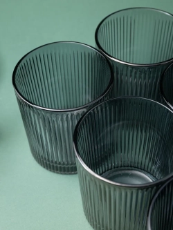 Набор ребристых бокалов для виски, 350 мл. 6 шт. черные