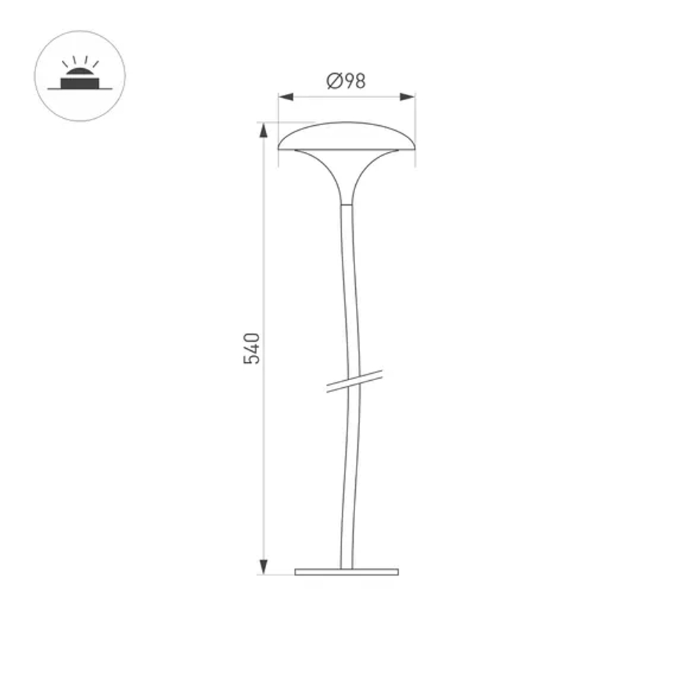 Светильник KT-MUCENA-BOLL-B-H540-4W Warm3000 (WH, 100 deg, 24V) (Arlight, IP65 Металл, 3 года) 056054