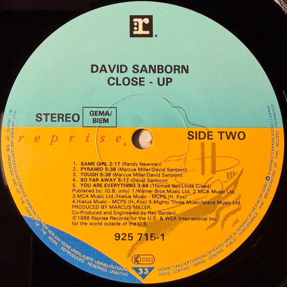 David Sanborn - Close-Up (Германия 1988г.)