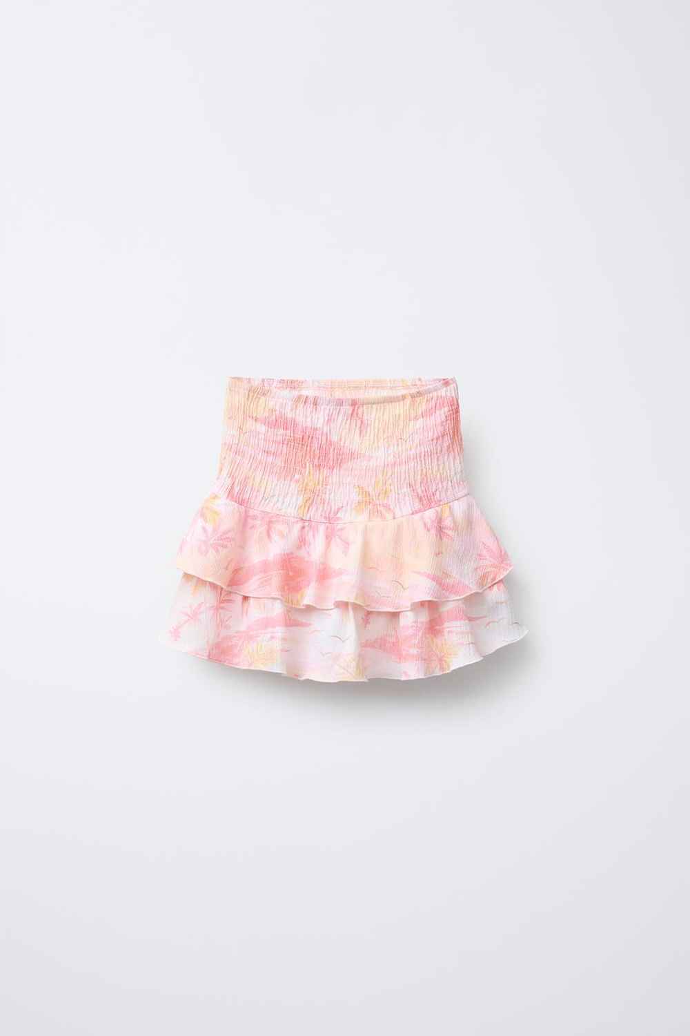 ZARA ЮБКА-ШОРТЫ С РЕЛЬЕФНЫМ УЗОРОМ «ПАЛЬМЫ», РОЗОВЫЙ