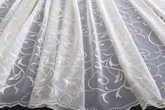 Микросетка с вышивкой Вензель (кремовый)