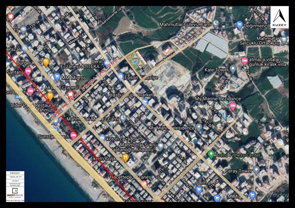 "Mahmutlar” Турция, Аланья, современный и очень популярный район Аланьи, всего 600 метров до моря, проект будет способствовать высокому уровню вашей жизни