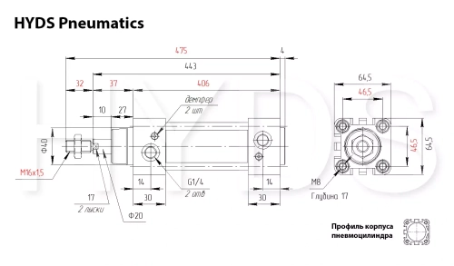 DNC-50-300-PPV-A Пневмоцилиндр