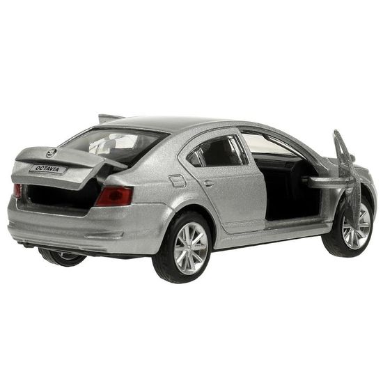 Машина металл SKODA OCTAVIA 12 см, двери, багаж, инерц. серебристый  кор. Технопарк в кор.2*36шт
