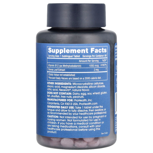 ProHealth Longevity, Метил B-12, 1000 мкг, 60 сублингвальных таблеток