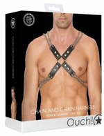 Черная мужская портупея Chain And Chain Harness (Цвет: черный)