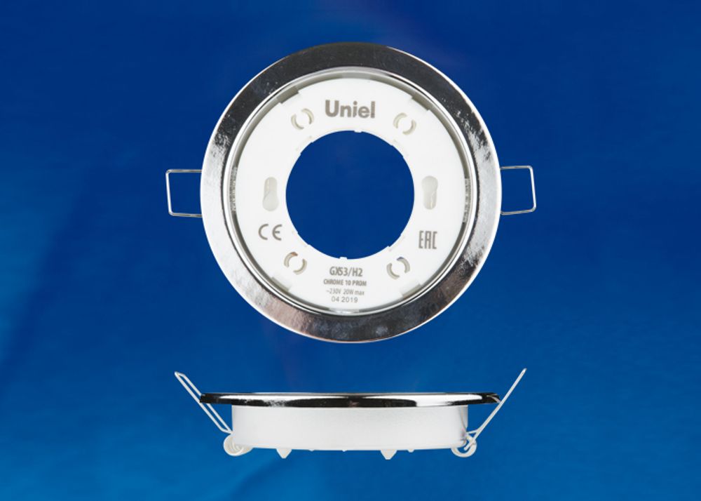 GX53/H2 CHROME 10 PROM Светильник ультратонкий встраиваемый. В составе набора из 10шт. Корпус хром. Картон. TM Uniel.