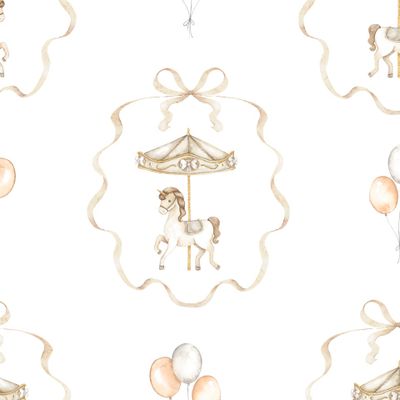 Винтажные лошадки, карусель с лентами и шариками