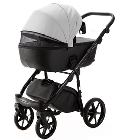 Детская коляска Adamex Nola Deluxe 2 в 1 N-SD107 (СВ.СЕР.КОЖА + ЧЕРН.КОЖА)