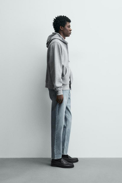 ZARA ДЖИНСЫ SLIM TAPERED FIT, ВЫЦВЕТШИЙ СИНИЙ