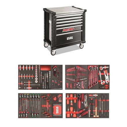 519 RS6/4NMM Тележка с набором инструмента 300 пр., 6 ящиков, черный цвет, USAG (Италия)