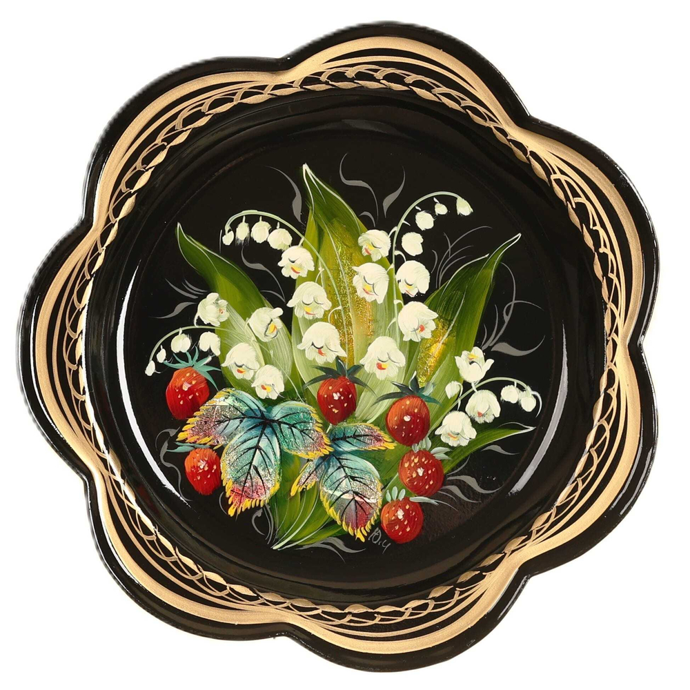 Жостовский поднос декоративный, размер 18 см (A1), металлический