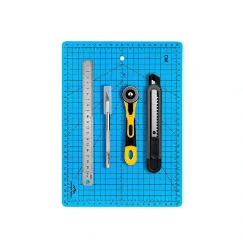 НАБОР ДЛЯ РЕЗКИ VERTEXTOOLS PROFI КОВРИК ДЛЯ РЕЗКИ, ПРЕЦИЗИОННЫЙ НОЖ, РОТАЦИОННЫЙ РЕЗАК, НОЖ 18ММ, Л