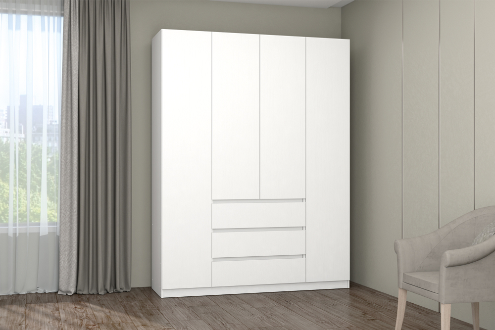 МС "Хилтон". Шкаф №1 1600 Белый_Текстурный