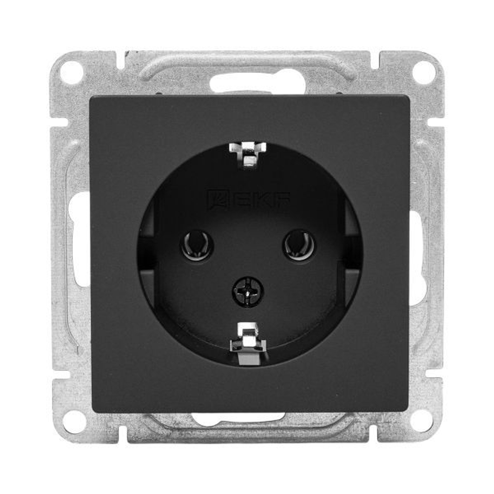 Розетка СП Эпика 16А с заземл. без защ. шторок механизм черн. EKF UP1-SOB-110