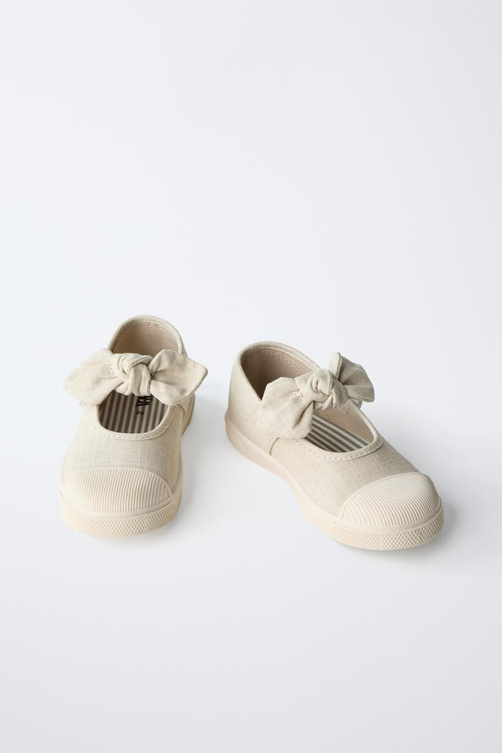 ZARA КЕДЫ С БАНТОМ, ЭКРЮ