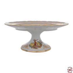 Блюдо овальное на ноге Queen's Crown Aristokrat Охота бежевая 28 см