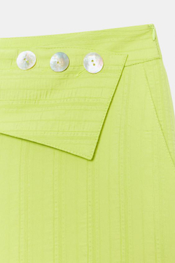 ZARA ШИРОКИЕ БРЮКИ С ВЫСОКОЙ ПОСАДКОЙ И КЛАПАНОМ, ЗЕЛЕНЫЙ