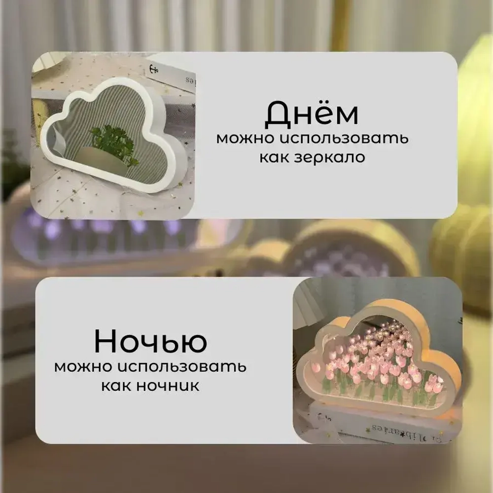 Ночник светильник облако с тюльпанами собери сам / DIY