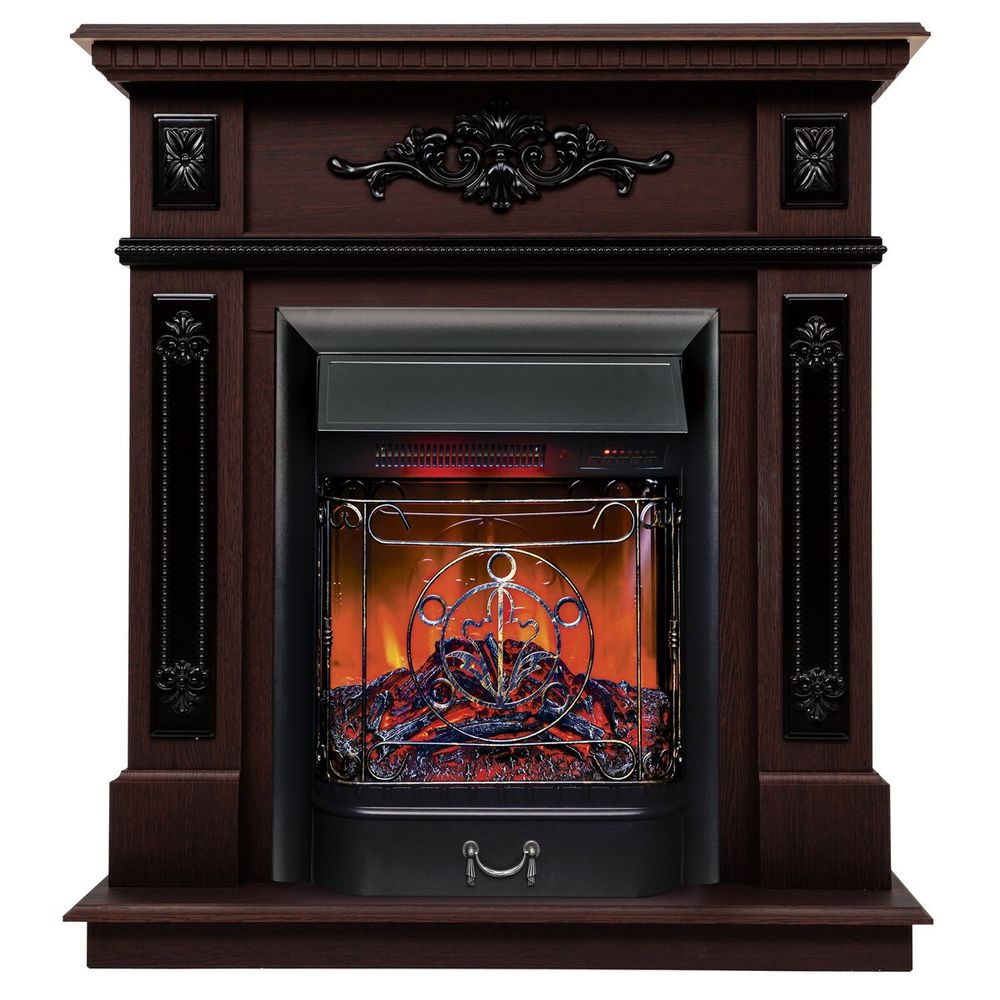 Электрокамин RealFlame Lilian DN орех с очагом Majestic Lux Black RC