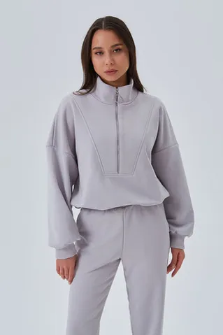 Олимпийка на молнии светло-серого цвета