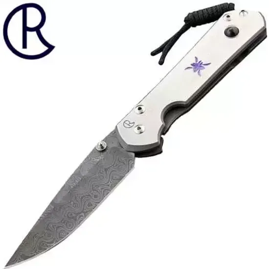 Складной нож Chris Reeve Large Sebenza L21UNdRain Ametist с клинком из стали Stainless Damascus, рукоять титан
