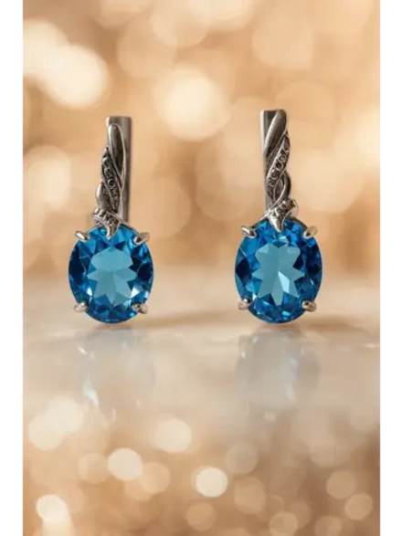 Серьги серебряные с танзанитом