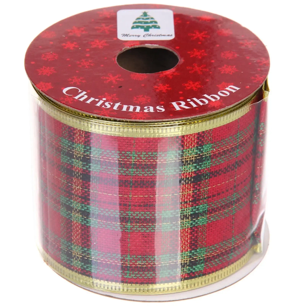 Лента для декорирования «Шотландка» 6,3 см, 2,7 м, красный/зеленый/черный