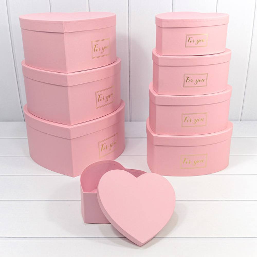 Коробка 32х31х15 см Набор 8 шт "Сердце" (Розовый)