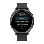 Спортивные часы Garmin Venu 4, 41 мм, чёрный силиконовый ремешок Безель из нержавеющей стали сланцевого цвета, корпус сланцевого цвета, AMOLED-дисплей со стеклом Gorilla Glass. Ремешок с классической застёжкой — на запястье обхватом 110–175 мм