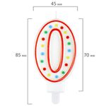 Свеча-цифра для торта "0" ДВУСТОРОННЯЯ с конфетти, 8,5 см, ЗОЛОТАЯ СКАЗКА, держатель, блистер, 591393