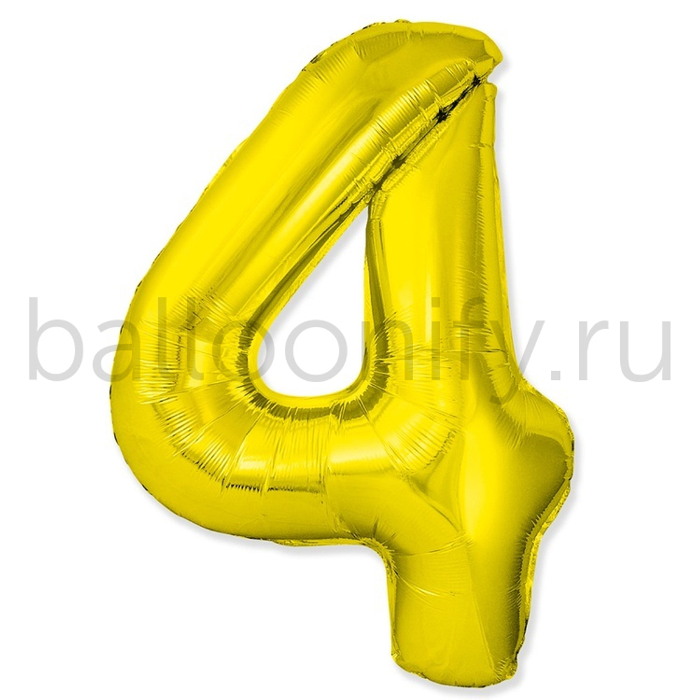 Шар ЦИФРА 4 SLIM Gold 40" 102 см