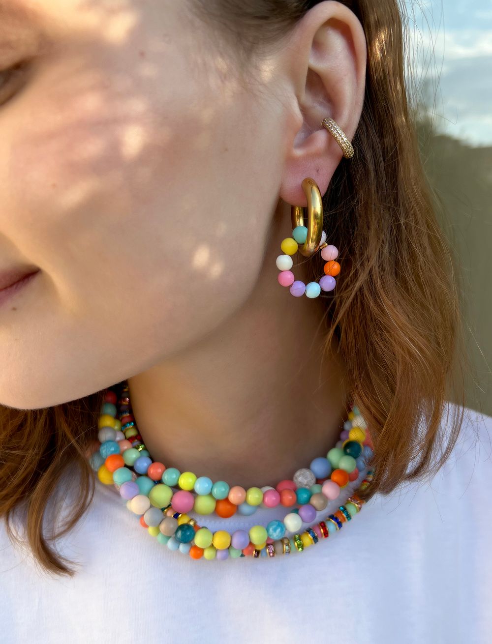 Подвеска Кольцо из бусин cream