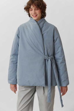 Зимняя куртка на запах из синей бархатистой мембраны