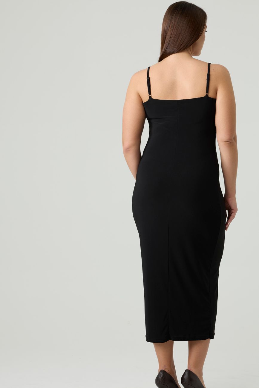 Платье-комбинация из трикотажа, черный