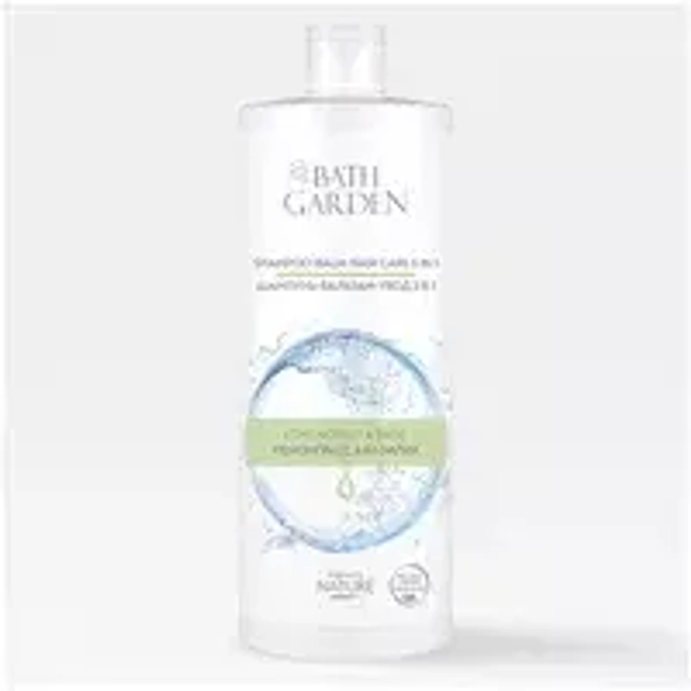 BATH GARDEN Шампунь -Бальзам-уход 3 в 1Лемонграсс и Базилик 1000мл*6