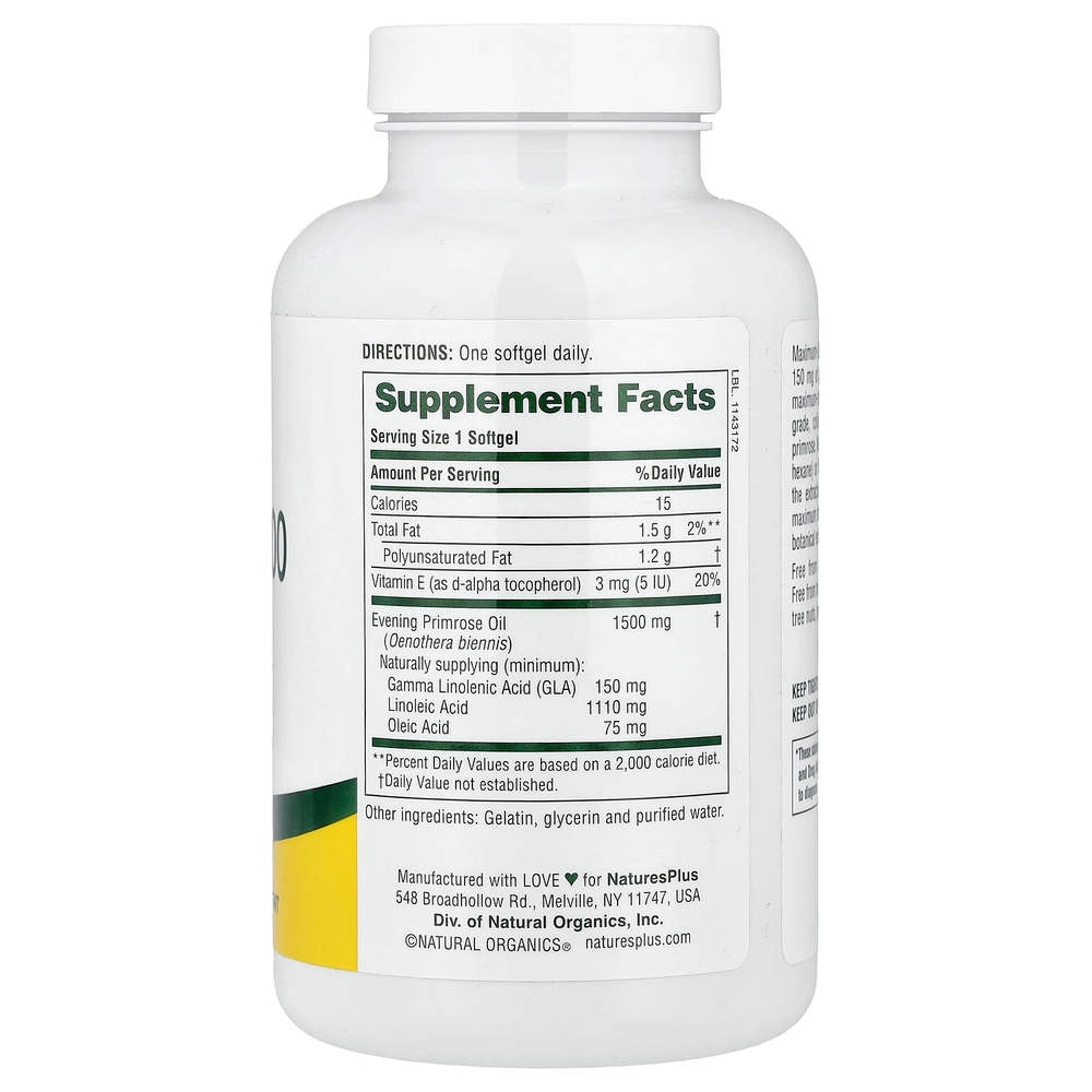 NaturesPlus, Ultra EPO® 1500, масло примулы вечерней, 90 капсул