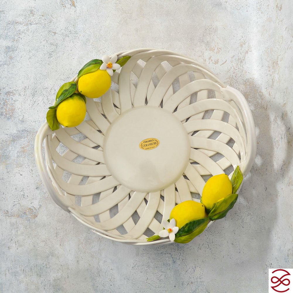Корзина с ручками круглая Orgia Лимоны 33 см