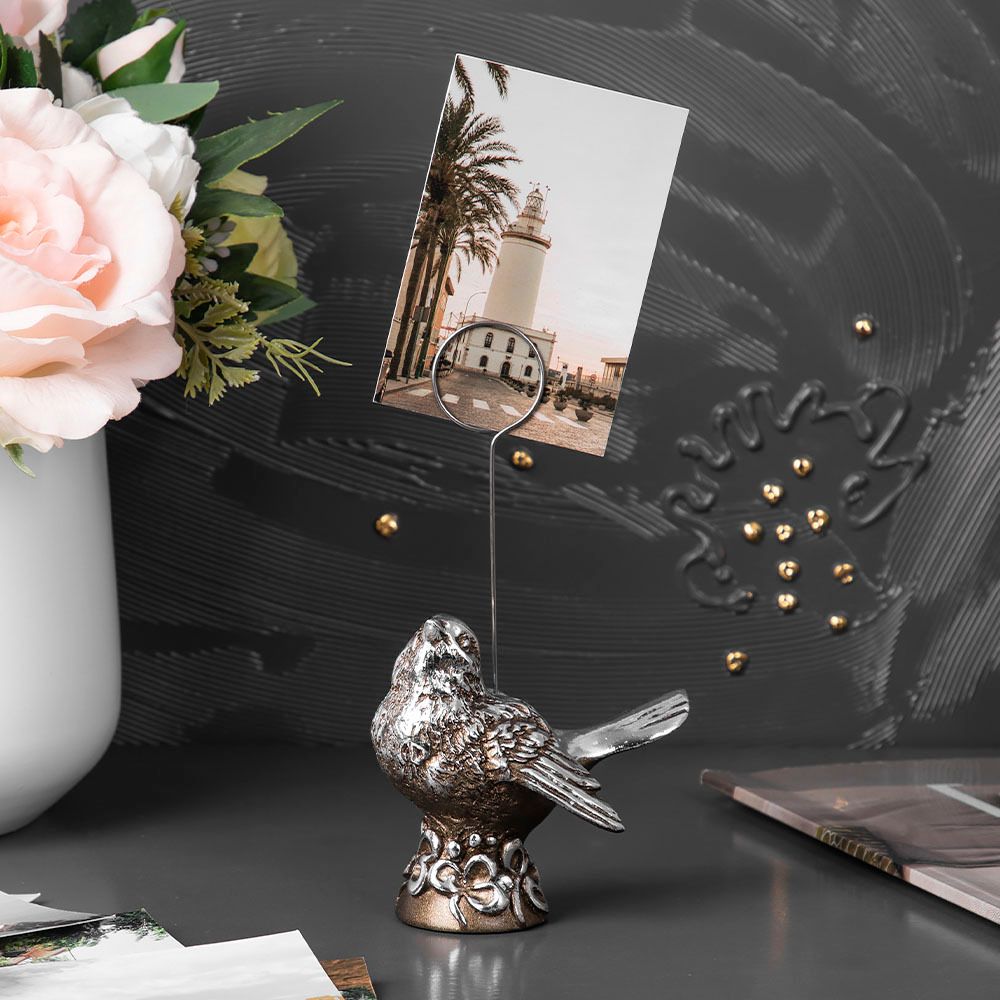 Статуэтка Птичка Терра с держателем Античное серебро