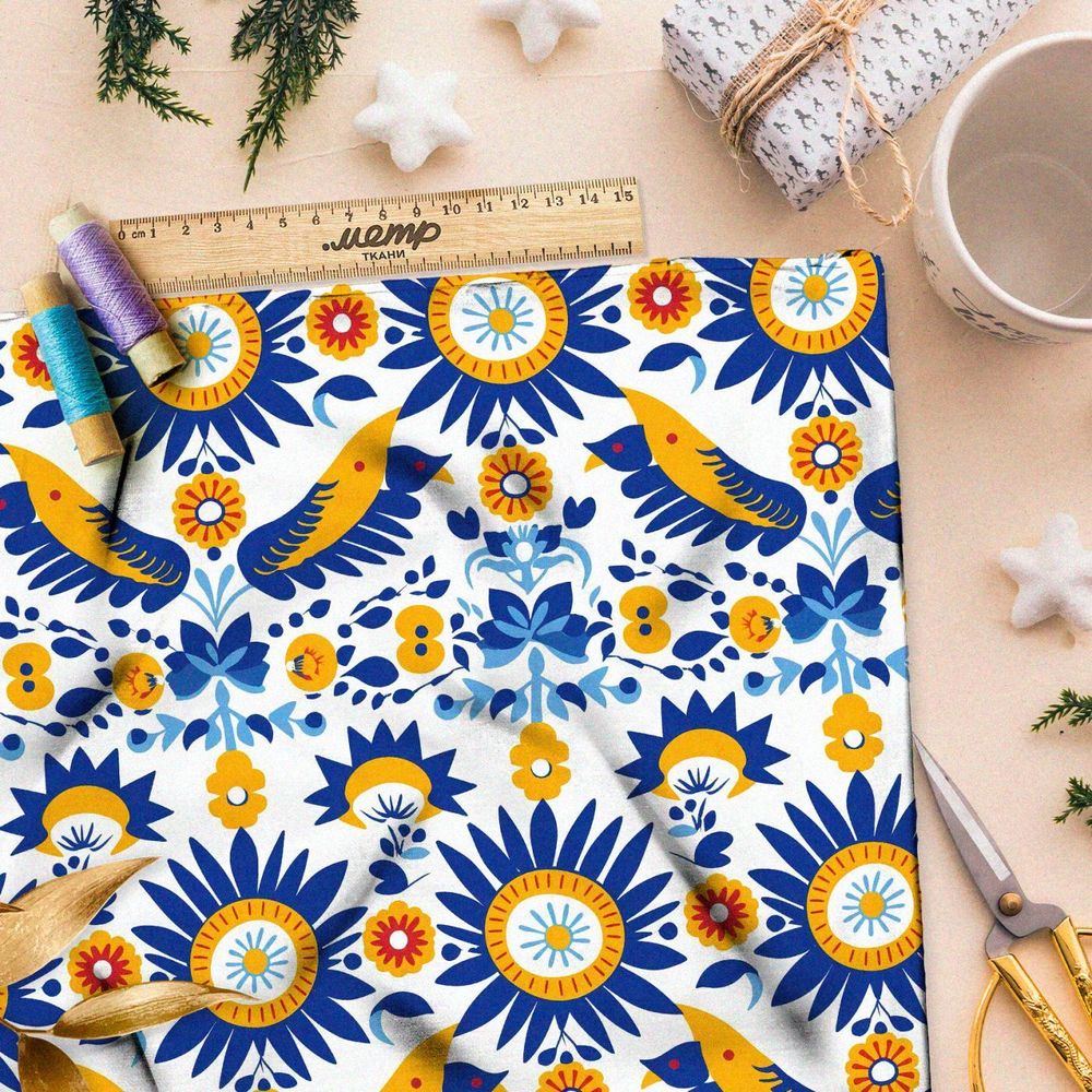 Ткань премиум таффета мозаичный мотив