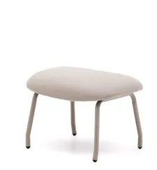 Belina Пуф для ног из бежевой синели и стали с белой отделкой