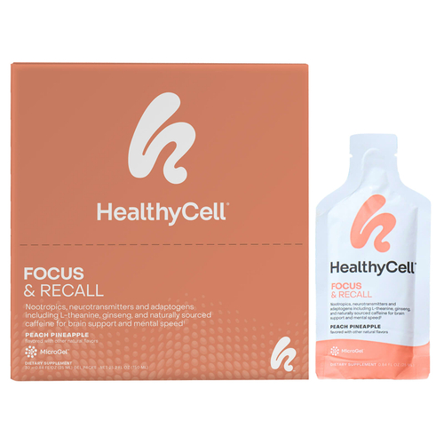 HealthyCell, Focus & Recall, персиковый ананас, 30 гелевых пакетиков по 25 мл (0,84 жидк. Унции)