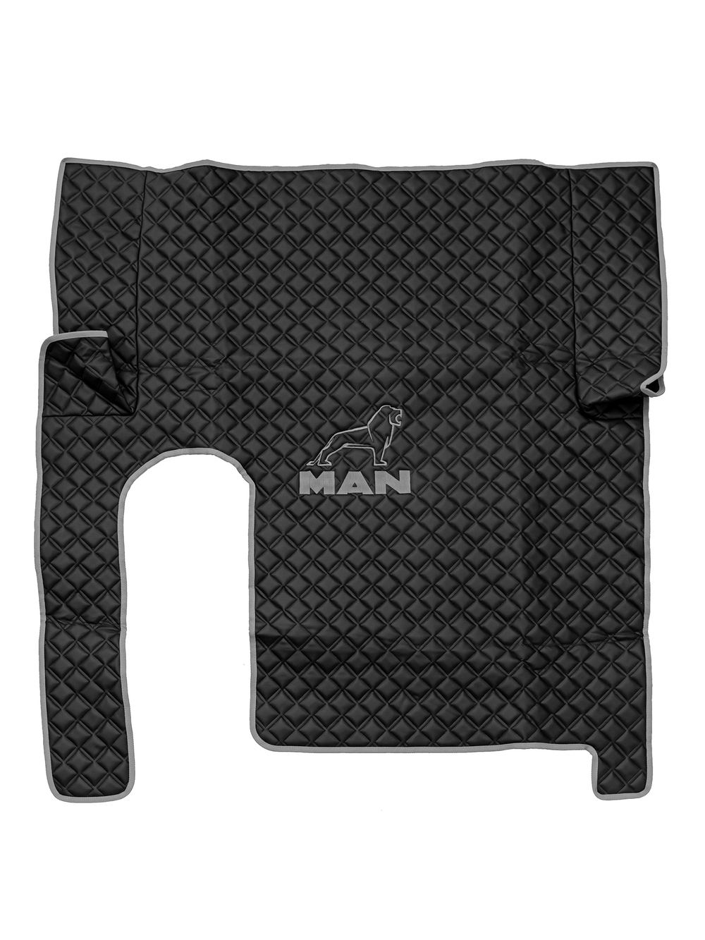 Ковры MAN TGX с 1-м ящиком (механика) (экокожа, черный, серый кант, серая вышивка)