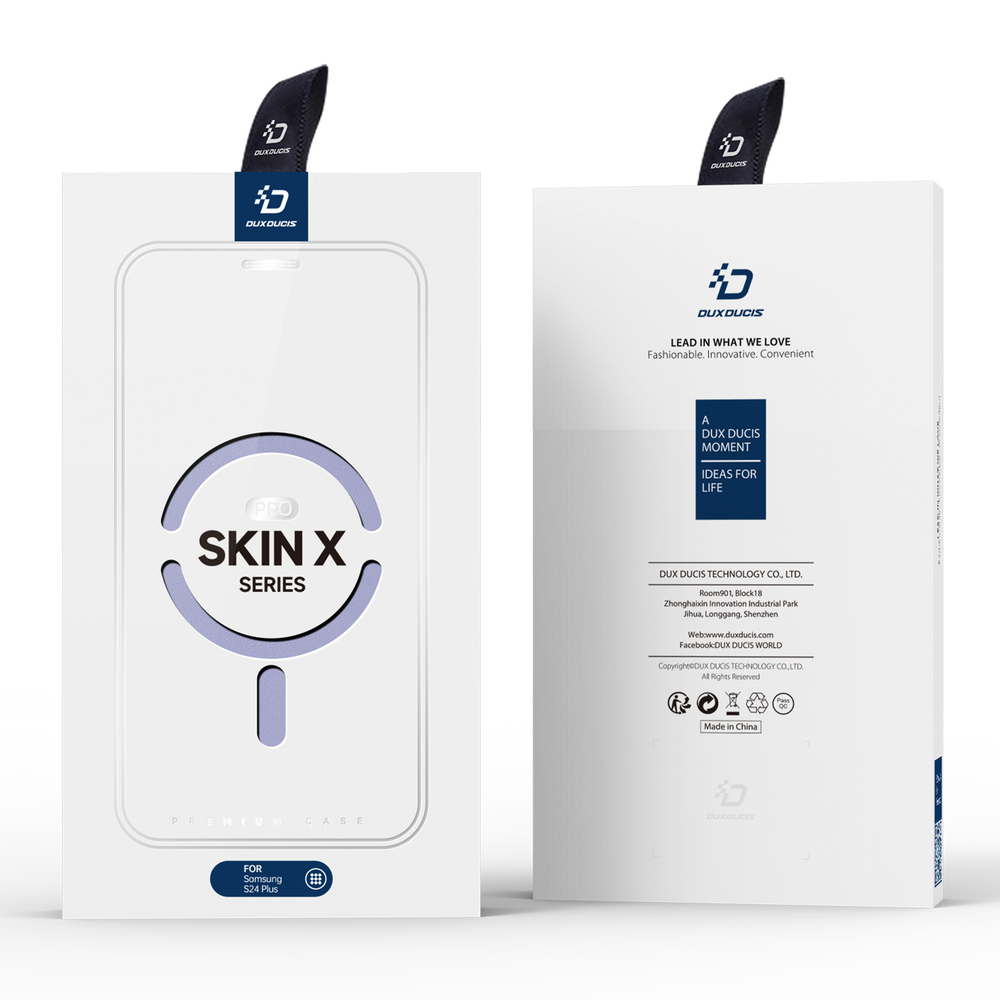 Прозрачный чехол книжка фиолетового цвета с поддержкой MagSafe от Dux Ducis для Samsung Galaxy S24+, серия Skin X Pro Series Case