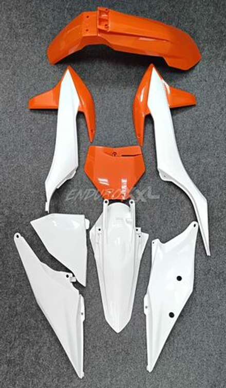 Комплект пластика KTM 2020-2023 (GR8 до 24/Kews K20/Hengjian S5) бело-оранжевый