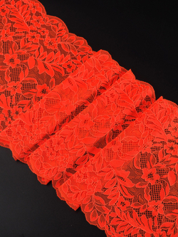 Эластичное кружево оранжевое неоновое ширина 22 см