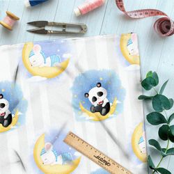 Ткань барби сонные панды и мышки на месяце