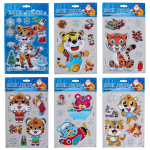 Наклейка новогодняя 16*27 см, 8 видов микс, пакет