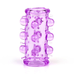 Насадка на фаллос фиолетовая с шипами и бусинами в пластиковой упаковке (Цвет: фиолетовый)